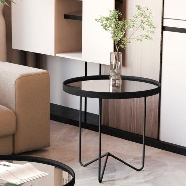 Imagem de Mesa Lateral Redonda Espelhada Alamanda JB Moveis