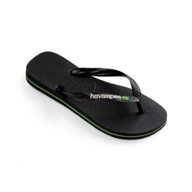 Imagem de Chinelo Havaianas Brasil Logo Unissex Original Preto, Preto, 45/46