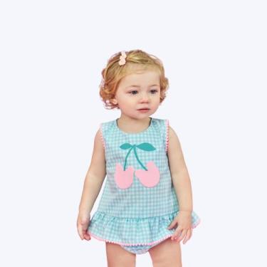 Imagem de Conjunto Bebê Menina Mundo Cinti 10420, Verde, Rosa, BG