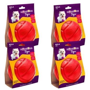 Imagem de 4 Brinquedo Bola Lisa TR 45 Mypetone - Vermelho