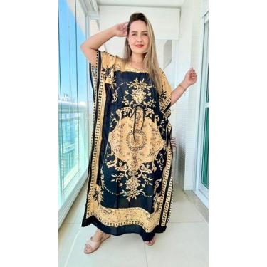 Imagem de Vestido Kaftan Indiano Longo Estampado Plus Size-cod. 22116 - Aleci Fa