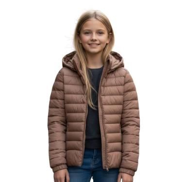 Imagem de Jaqueta Puffer Juvenil Feminina Bobojaco Casaco Capuz Frio Gomos Matel