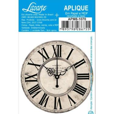 Imagem de Aplique em papel e mdf - relógio vintage apm8-1070 - no-brand