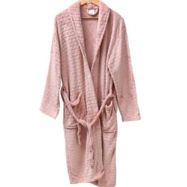 Imagem de Roupão Microfibra Tamanho G/GG Tessi Flannel Relieve - Rosa