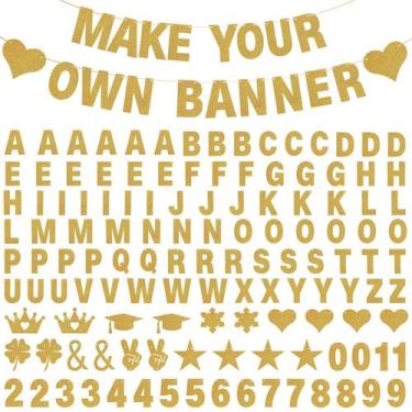 Imagem de Kit de Faixa DIY GIFOHAPY com 133 Peças  Letras e Símbolos Dourados