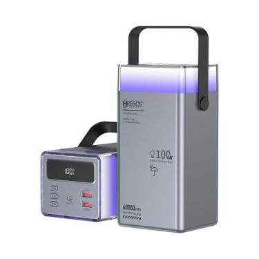 Imagem de Carregador portatil power bank pb-997 lumo hrebos 60.000mah 100w cinza