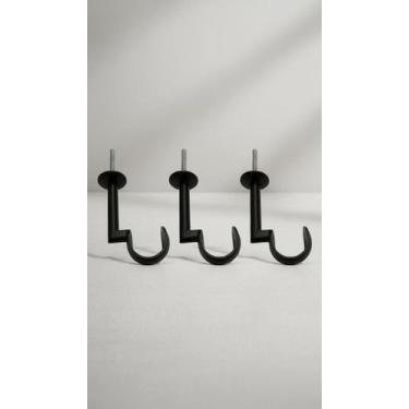 Imagem de Kit 3 Suportes Teto Varão Cortina 28mm Preto - Congratulations Store