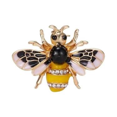 Imagem de Broche De Abelha Unissex Feminino Com Strass E Pérolas, Alfinete De La