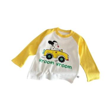 Imagem de Camiseta De Algodão Infantil De Manga Longa Com Estampa De Desenho Ani
