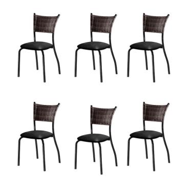 Imagem de Conjunto com 6 Cadeiras Espanha III Preto 89 cm