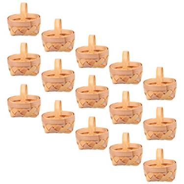 Imagem de 15 Peças Cesta Tecida à Mão Cesta De Páscoa Grama Mini Cesta De Doces Cesta De Guloseimas Cesta De Almoço Decoração Em Miniatura Rústico Cesta De Pão Renda Criança Pequena Madeira