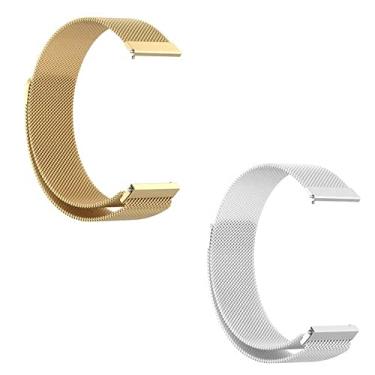 Imagem de Pacote Kit 2 Pulseiras Magnéticas 20mm Compatível com Galaxy Watch4 Watch 4 Classic (Prata+Dourado)