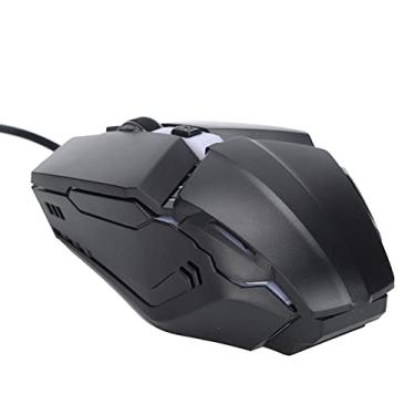 Imagem de PUSOKEI Mouse para jogos com fio, mouse ergonômico RGB retroiluminado, 1000DPI 3 níveis ajustáveis, luz de respiração RGB retroiluminada, mouse confortável para laptop PC Desktop - preto