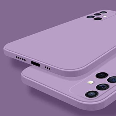Imagem de para capa de silicone líquido quadrado original para samsung galaxy s21 s20 s22 ultra plus fe a72 a71 a70 a52 a51 a50 a42 a32 4g 5g capa, grama cor roxa, para samsung a32 4g