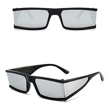 Imagem de Vintage Rectangle Sunglasses Women Designer Retro Punk Sun Glasses Outdoor Small Frame Shades Mirror Oculos De Sol,Black Silver,china
