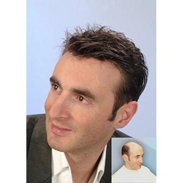 Imagem de Capa de substituição de cabelo humano de peruca masculina 17,78 cm x 22,88 cm cor preta 1b (20,32 cm x 25,4 cm, 1b preto natural)