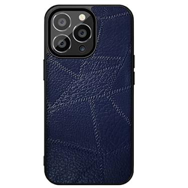 Imagem de GSYH Capa para iPhone 13/13 Pro/13 Pro Max, capa protetora de couro traseira proteção de câmera à prova de choque macio TPU bumper slim capa protetora elegante, azul, 13pro 15,1 cm
