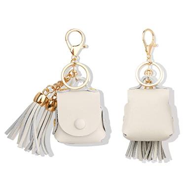 Imagem de MODOS LOGICOS Capa de carregamento para AirPods da Apple 1/2, capa de couro legítimo com um par de borlas caídas para Apple Airpods 1/2 capa de carregamento – bege