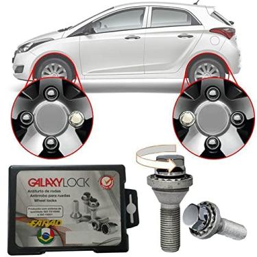 Imagem de Trava Antifurto Anti Roubo de Roda Parafuso Porca Farad Galaxylock Hyundai HB20 2013 à 2019 Com Mais de 10.000 Segredos H1/M