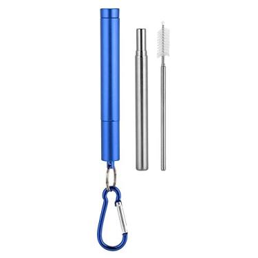 Imagem de Canudo reutilizável de aço inoxidável retrátil com escova de limpeza e estojo de transporte (nº 2)