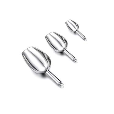 Imagem de Conjunto de colheres de gelo TeamFar de 3, 3/5 / 8 oz, Utilitário de metal em aço inoxidável para doces de comidas pipoca, durável e acabamento espelhado, fácil de limpar e pode ser lavado na lava-louças
