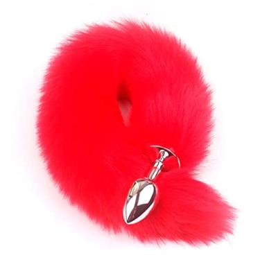 Imagem de Plug Anal De Aço Inoxidável Com Cauda Vermelho