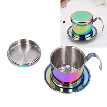 Imagem de Filtro de gotejamento de café vietnamita, máquina de café vietnamita, filtro de papel colorido livre de aço inoxidável para acampar, copo portátil pequeno de prensa francesa, fácil de usar dose de copo único