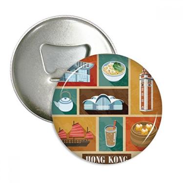 Imagem de Hong Kong Abridor de garrafas local de comida e lugar com ímã de geladeira emblema multifuncional