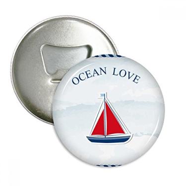 Imagem de Veleiro oceano amor mar vela azul abridor de garrafas ímã de geladeira emblema multifuncional
