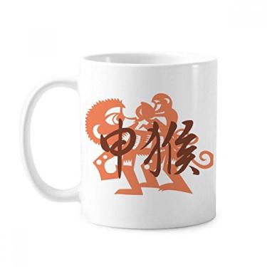 Imagem de Ano Novo do Macaco Animal China Zodíaco Caneca Cerâmica Café Porcelana Copos de Mesa