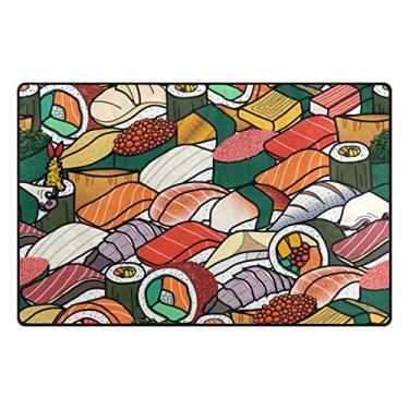 Imagem de My Little Nest Tapete de área colorido sushi leve antiderrapante tapete macio 3'3" x 5', esponja de memória interior decoração externa tapete para entrada sala de estar quarto escritório cozinha corredor
