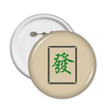 Imagem de Emblema verde Mahjong azulejos padrão pinos crachá botão decoração acessório 5 peças