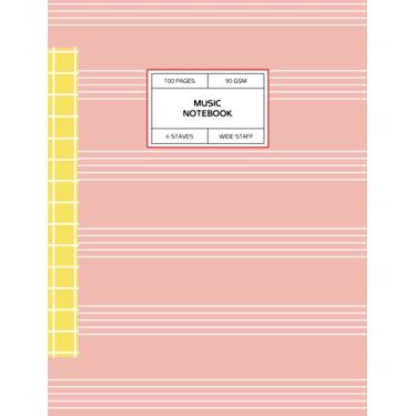 Imagem de Pink Music Notebook Wide Staff: Back to School Blank Sheet Music for Kids, 6 Staves Per Page
