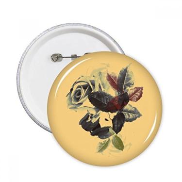 Imagem de Aquarela de folhas de flores de plantas rosa alfinetes redondos crachá botão decoração acessório 5 peças