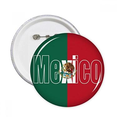 Imagem de Broche redondo com nome da bandeira do país do México, broches, emblema, acessório, decoração, 5 peças