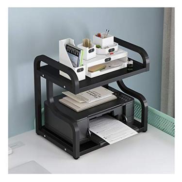 Imagem de KIZQYN Organizador de máquina de suporte de impressora e clipe de gerenciamento de cabos, suporte de mesa para impressora, organizador de mesa para impressora de mesa de casa e escritório (cor: latão)