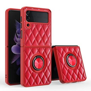 Imagem de Capa de suporte de anel magnético de luxo para Samsung Galaxy Z Flip 3 4 5G Fundas PU couro macio capa traseira para Samsung Flip 3 4 Z Flip3, vermelho, para Samsung Fold 4