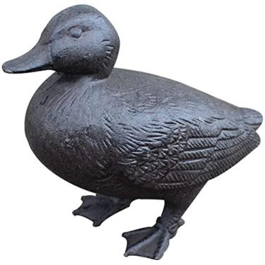 Imagem de ADITAM Cute Ducks Statue Decoração de casa Enfeites de ferro fundido para decoração interna/externa, como sala de estar, quintal, jardim, armários (preto-S) Double the comfort