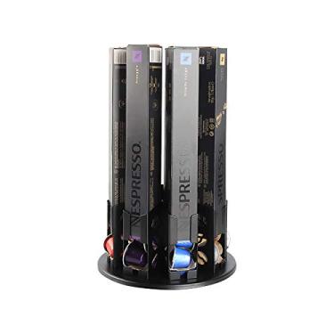 Imagem de Suporte de cápsulas Carousel 360 graus Revolving Stores 50 Nespresso Pods Rack Cast Iron Black Color 4 Size, Preto, 8 Boxes, 12