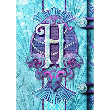 Imagem de H: Caderno escolar pautado com monograma H de sereia Aqua - 120 páginas - 17,78 cm x 25,4 cm - Crianças Crianças Crianças Meninas Adolescentes Mulheres