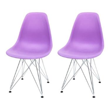 Imagem de Kit com 2 Cadeiras Eames Pp Lilas Eiffel Cromada