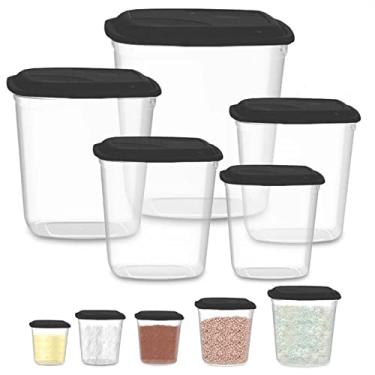 Imagem de Uninjet Conjunto Básico de 5 Potes para Mantimento com Tampa - 6.6L, 3.5L, 1.9L, 1.9L, 0.9L - Preto