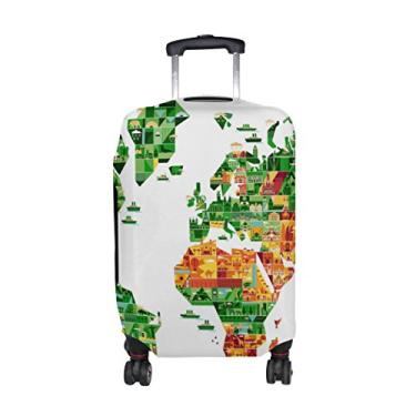 Imagem de U Life – Capa protetora de mala de viagem com mapa mundial para crianças e homens e mul...