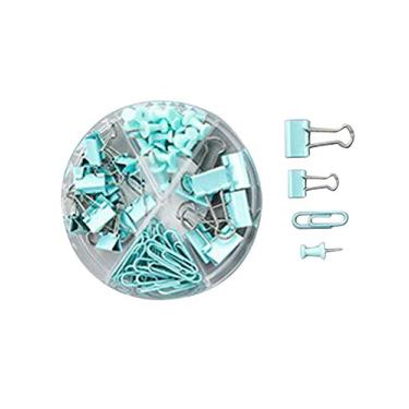 Imagem de Legou Conjuntos de clipes de papel para fichário com caixa para material de escritório azul claro