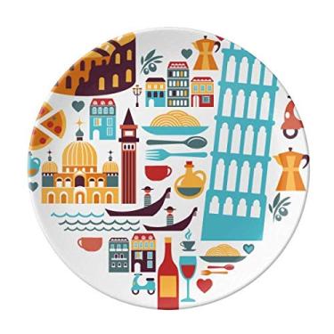 Imagem de Prato de coração de porcelana decorativa Salver louça de jantar de cinema romano da Itália