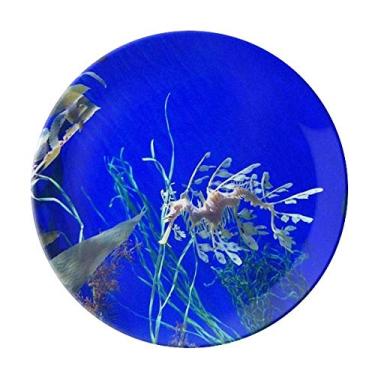 Imagem de Prato de água oceano profundo azul hipocampo decorativo de porcelana salver louça de jantar