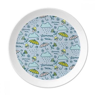Imagem de Guarda-chuva cogumelo nuvem chuva flor prato decorativo porcelana salver talheres jantar prato