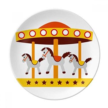 Imagem de Prato de ilustração de carrossel cor parque de diversões, decoração de porcelana, louça, louça de jantar