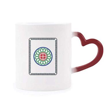 Imagem de Mahjong Circle Dots 1 Tile Pattern Sensitive Caneca vermelha que muda de cor vermelha