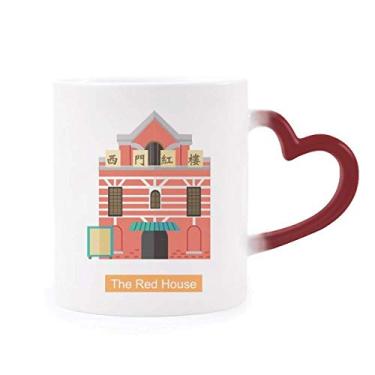 Imagem de Caneca sensível ao calor Taiwan Atrations The Red House Caneca vermelha que muda de cor